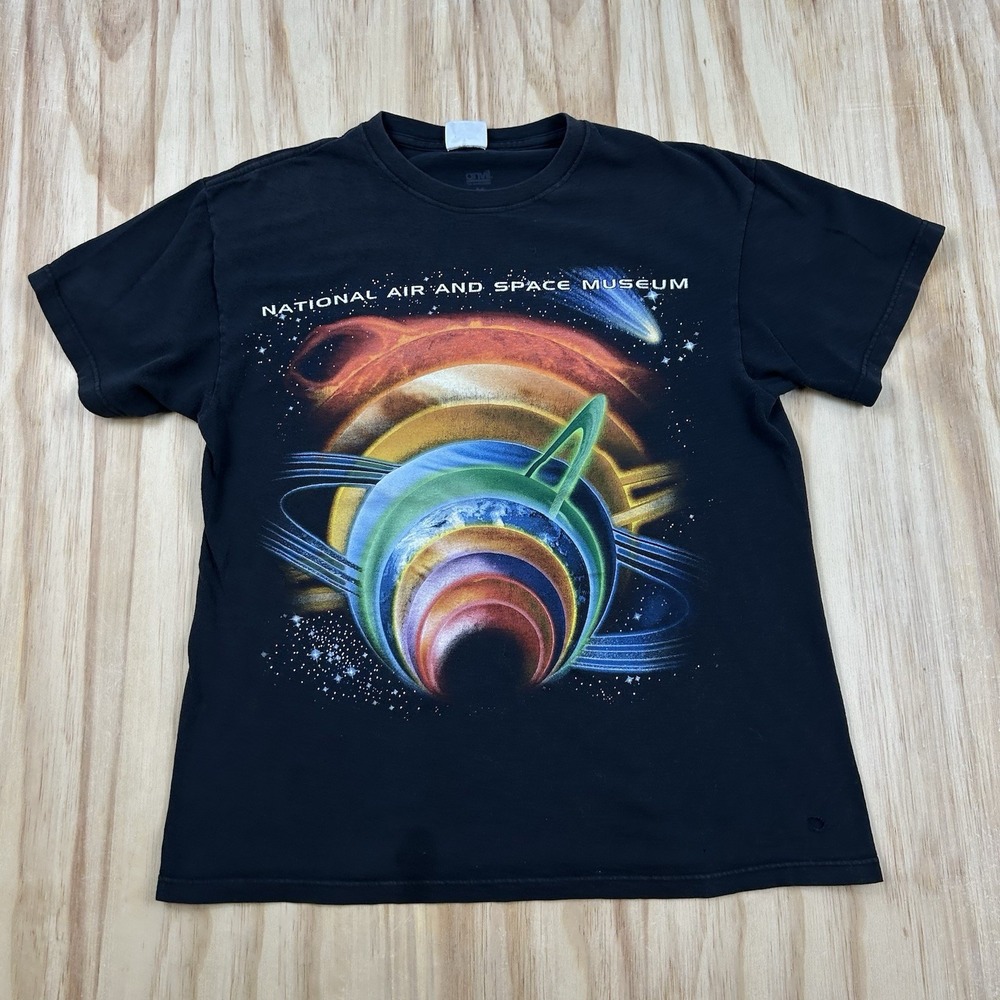 Vintage Smithsonian Solar System Men's Medium Black Double Sided T Shirt